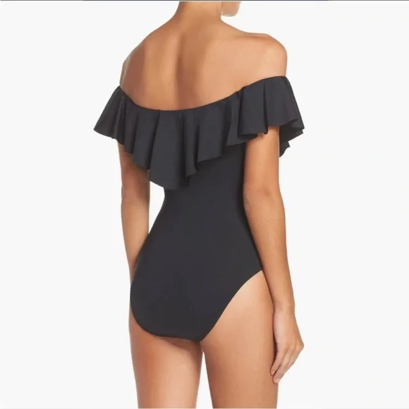 NWOT Trina Turk Black Off The Shoulder One-piece Swimsuit | Size 10 - Picture 2 of 9